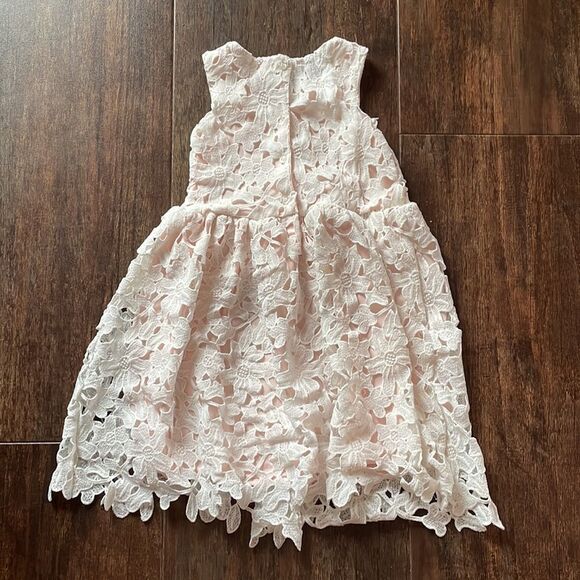 Japna Kids White and Pale Pink Embroidered Floral Dress - Picture 5 of 5